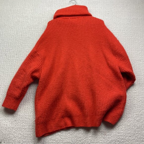 Womance Atelier Quebec Heavy Chunky Oversize Knit Cozy Shawl Neck Red Women Sz S - Picture 15 of 16
